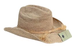6 Pieces Natural Raffia Straw Cowboy Hats With Band - Cowboy & Boonie Hat