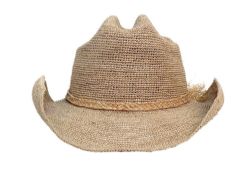 6 Pieces Natural Raffia Straw Cowboy Hats With Band - Cowboy & Boonie Hat