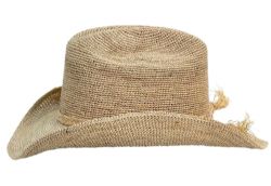 6 Pieces Natural Raffia Straw Cowboy Hats With Band - Cowboy & Boonie Hat