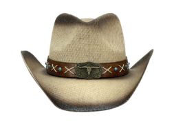 6 Pieces Western Cowboy Hats W/bull Buckle & Trim Band - Cowboy & Boonie Hat