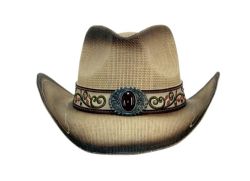 6 Pieces Western Cowboy Hats W/design Badge &trim Band - Cowboy & Boonie Hat