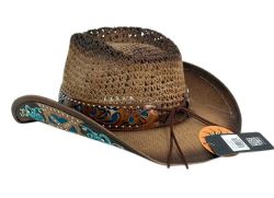 6 Pieces Western Cowboy Hats W/design Badge &trim Band - Cowboy & Boonie Hat