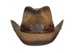 6 Pieces Western Cowboy Hats W/design Badge &trim Band - Cowboy & Boonie Hat