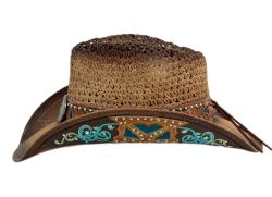6 Pieces Western Cowboy Hats W/design Badge &trim Band - Cowboy & Boonie Hat