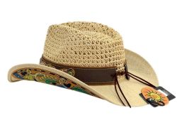 6 Pieces Western Cowboy Hats W/design Badge &trim Band - Cowboy & Boonie Hat