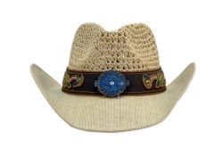 6 Pieces Western Cowboy Hats W/design Badge &trim Band - Cowboy & Boonie Hat