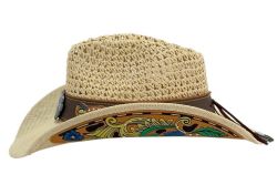 6 Pieces Western Cowboy Hats W/design Badge &trim Band - Cowboy & Boonie Hat