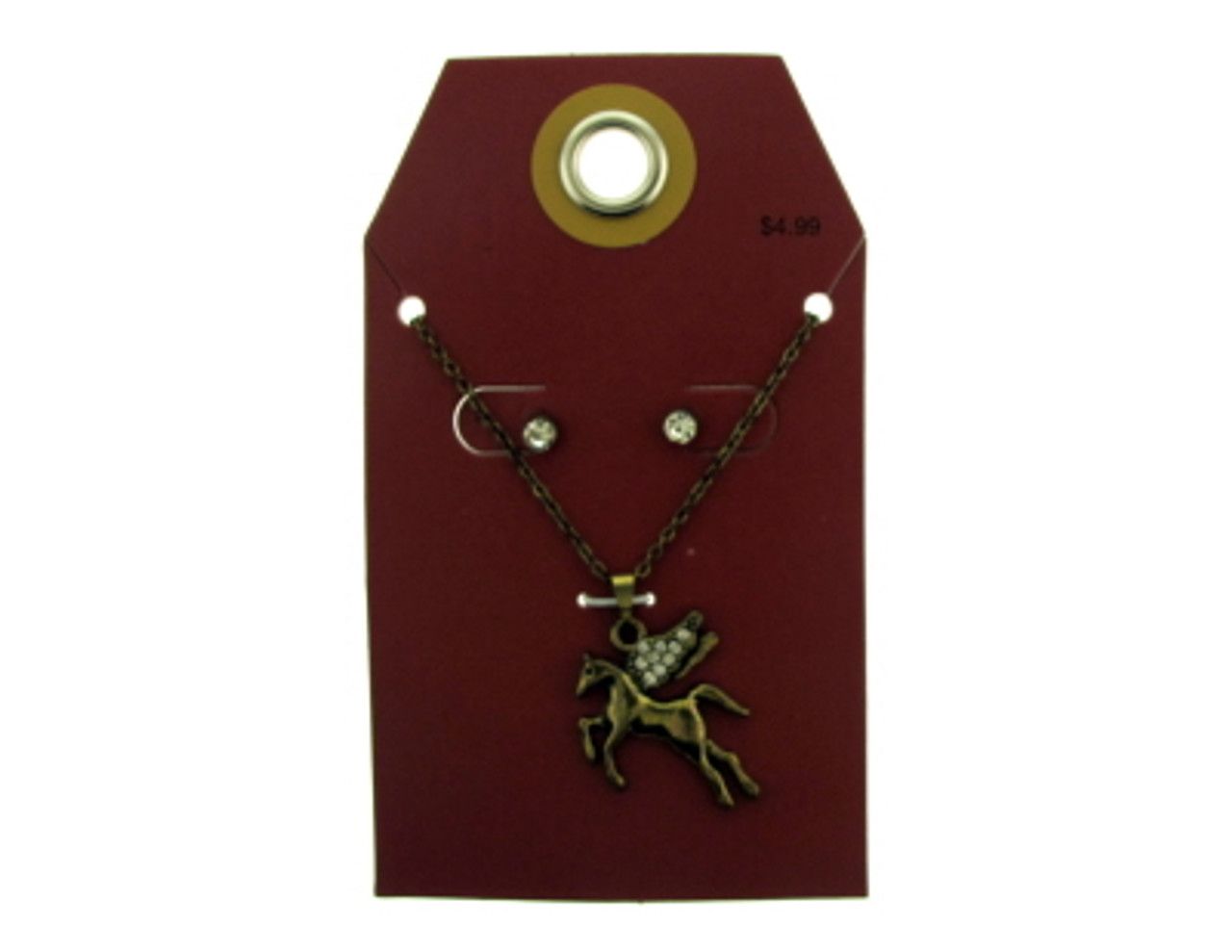 60 Wholesale Antique Style Gold Tone Unicorn Necklace And Earring Set