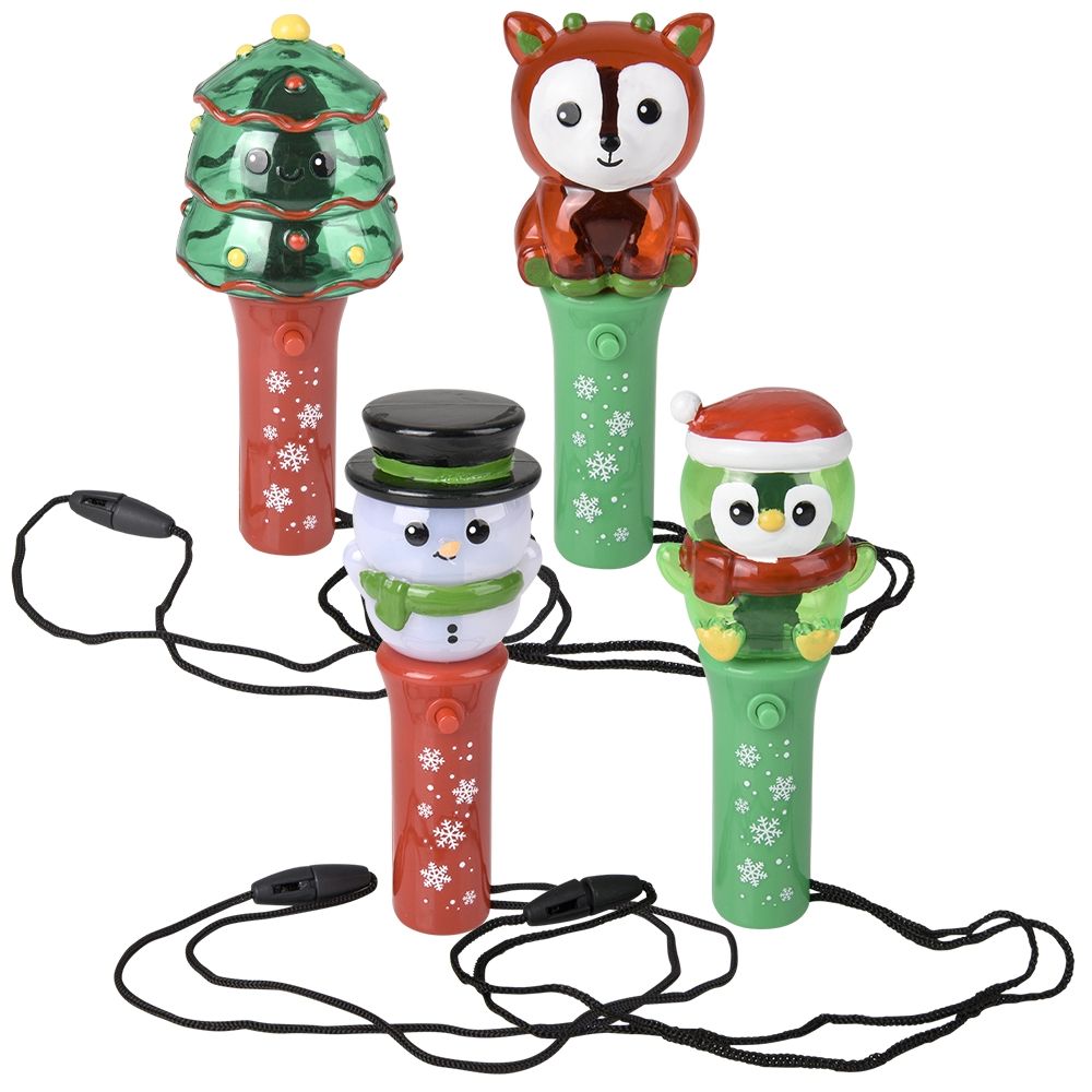 144 of Light Up Christmas Mini Spinning Wand Necklaces 4.5-inch