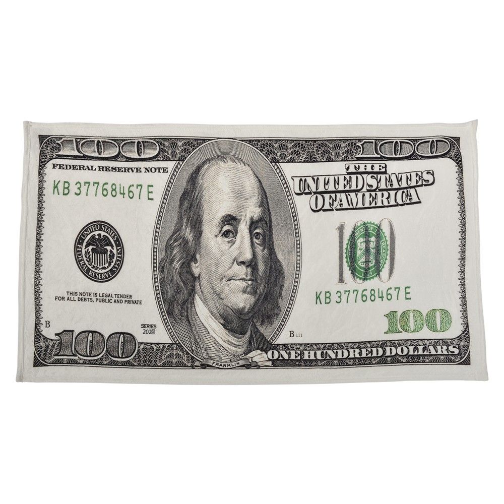 12 pieces 71 inch x35 inch $100 Bill Flannel Blanket - Store