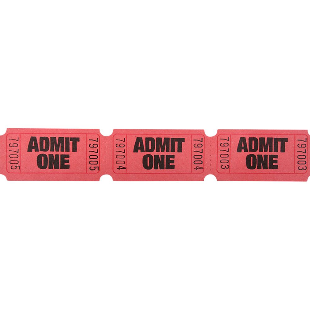 40 pieces Admit One Single Ticket Rolls Red - Party Paper Goods