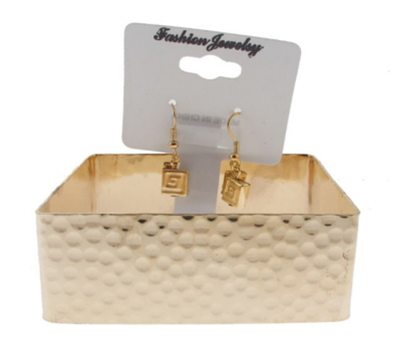 60 Wholesale Goldtone Square Bangle Bracelets With Hook Earrings