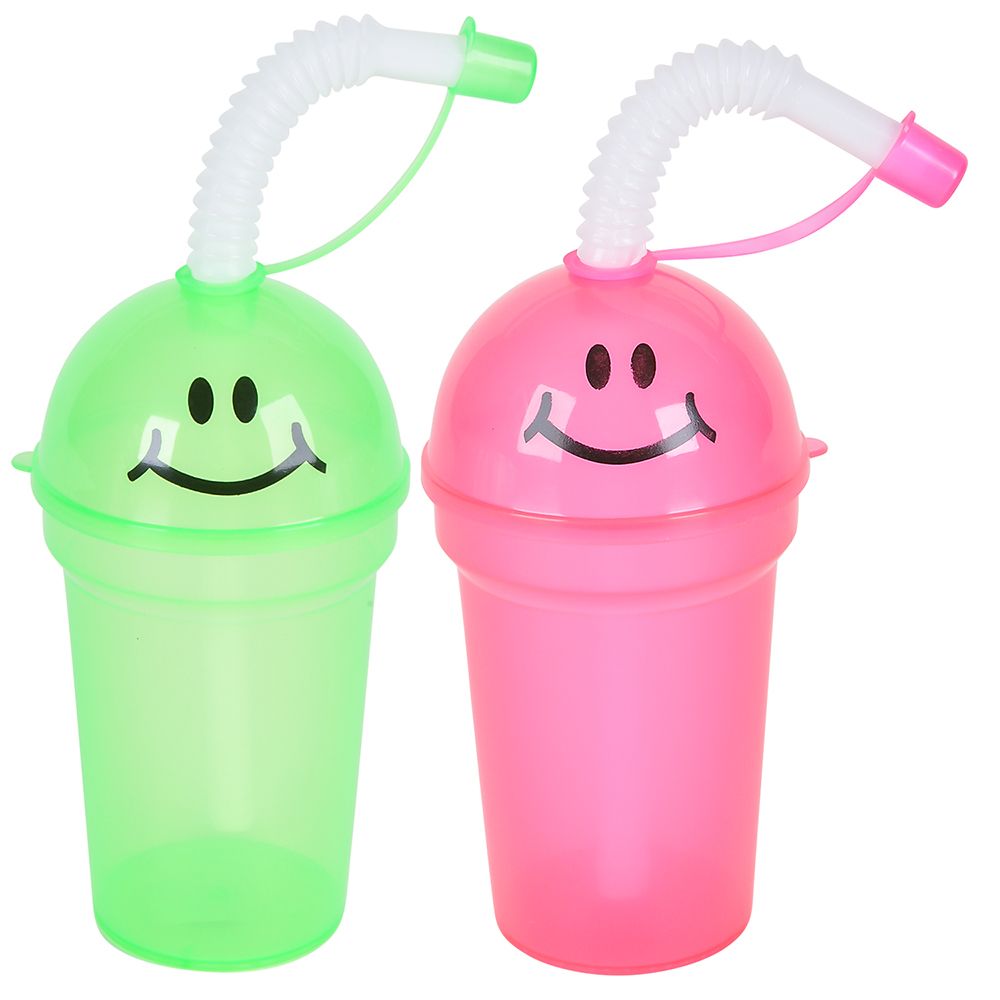 72 pieces Smile Face Sipper Cup 6.25" 7 oz - Drinking Water Bottle