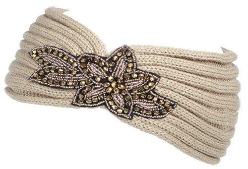 12 Wholesale Fashion Knit Headband With Sequence Flower Trim Assorted