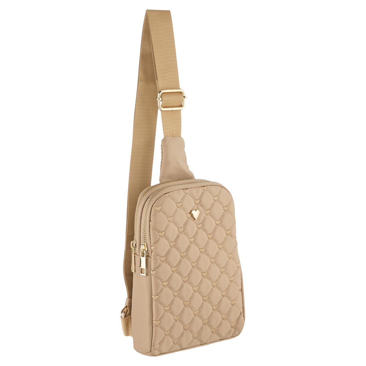 36 pieces Double Compartment Quilted Sling Bag - Taupe - Shoulder Bags & Messenger Bags