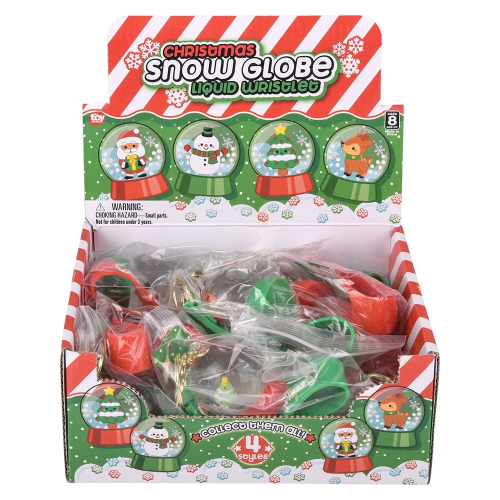 144 Wholesale 2-inch Christmas Liquid Snow Globe Wristlet Clip Oon