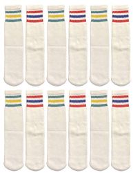 12 Wholesale Yacht & Smith Kids Cotton Usa Tube Socks, Referee Style Size 6-8