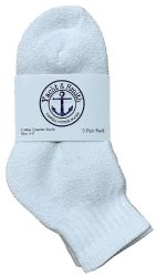 48 Pieces Yacht & Smith Kids Cotton Quarter Ankle Socks In White Size 4-6 - Boys Ankle Sock