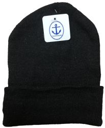 6 Pieces Yacht & Smith Unisex Winter Warm Beanie Hats In Solid Black - Winter Beanie Hats