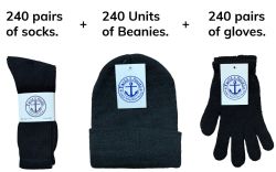 720 Wholesale Winter Bundle Care Kit, For Men Includes Socks Beanie And Glove