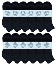 12 Units of Yacht & Smith Men's Cotton Quarter Ankle Sport Socks Size 10-13 Solid Black - Mens Ankle Sock