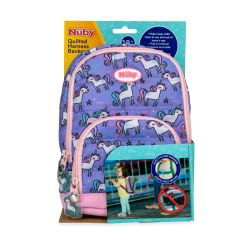 12 pieces Nuby Quilted Backpack With Safety Harness Leash/ Unicorn - Baby Accessories