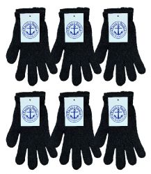 6 Pairs Yacht & Smith Unisex Black Magic Gloves - Knitted Stretch Gloves