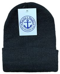 72 Units of Yacht & Smith Unisex Winter Warm Beanie Hats In Solid Black - Winter Beanie Hats