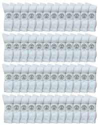 48 of Yacht & Smith Kid's Cotton Terry Cushioned White Crew Socks