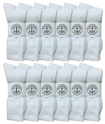 12 of Yacht & Smith Kid's Cotton Terry Cushioned White Crew Socks