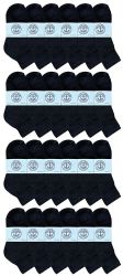 24 Pairs Yacht & Smith Kids Cotton Quarter Ankle Socks In Black Size 4-6 - Boys Ankle Sock