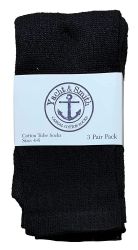 60 Pairs Yacht & Smith Kids Black Solid Tube Socks Size 4-6 - Boys Crew Sock