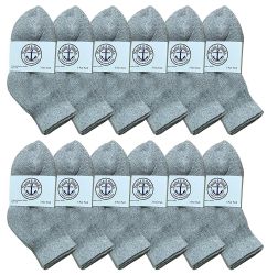 12 Wholesale Yacht & Smith Kids Cotton Quarter Ankle Socks In Gray Size 4-6