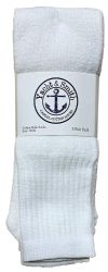 24 Wholesale Yacht & Smith Men's 30 Inch Long Basketball Socks, White Cotton Terry Tube Socks Size 10-13