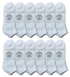 12 Units of Yacht & Smith Men's Cotton No Show Sport Socks King Size 13-16 White - Big And Tall Mens Ankle Socks