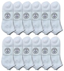 12 pairs Yacht & Smith Men's Cotton Terry Cushioned No Show Ankle Socks, Size 10-13 White - Mens Ankle Sock