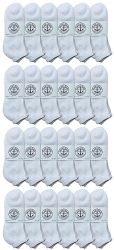 24 pairs Yacht & Smith Men's Cotton Terry Cushioned No Show Ankle Socks, Size 10-13 White - Mens Ankle Sock
