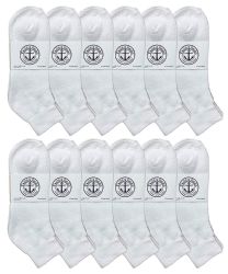 12 Pieces Yacht & Smith Men's Cotton Sport Ankle Socks Size 10-13 Solid White - Mens Ankle Sock