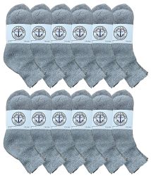 12 Pieces Yacht & Smith Men's Cotton Sport Ankle Socks Size 10-13 Solid Gray - Mens Ankle Sock