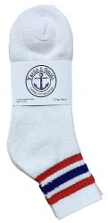 24 Pieces Yacht & Smith Men's Cotton Sport Ankle Socks Size 10-13 With Stripes - Mens Ankle Sock