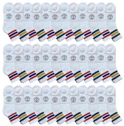 36 Pieces Yacht & Smith Men's Cotton Sport Ankle Socks Size 10-13 With Stripes - Mens Ankle Sock