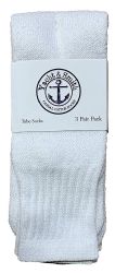 36 of Yacht & Smith Women's Cotton Tube Socks, Referee Style, Size 9-15 Solid White