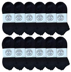 12 Pairs Yacht & Smith Women's NO-Show Cotton Ankle Socks Size 9-11 Black - Womens Ankle Sock
