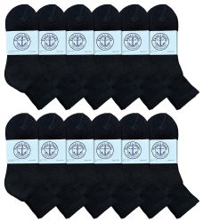 12 Pieces Yacht & Smith Women's Cotton Ankle Socks Black Size 9-11 - Womens Ankle Sock