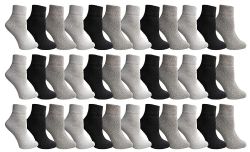 36 Wholesale Yacht & Smith Women's Cotton Assorted Color Quarter Ankle Sports Socks, Size 9-11