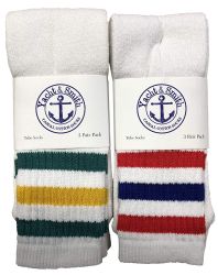 240 of Yacht & Smith Kid's Cotton Terry Cushioned White With Stripes Crew Socks