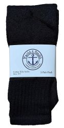 24 Wholesale Yacht & Smith Kids Solid Tube Socks Size 6-8 Black