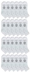 24 Pairs Yacht & Smith Kids Cotton Quarter Ankle Socks In White Size 6-8 - Boys Ankle Sock
