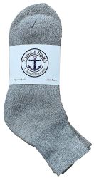 72 Pairs Yacht & Smith Kids Cotton Quarter Ankle Socks In Gray Size 6-8 - Boys Ankle Sock