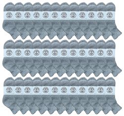 36 Pairs Yacht & Smith Kids Cotton Quarter Ankle Socks In Gray Size 6-8 - Boys Ankle Sock